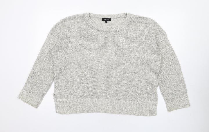 New Look Womens Grey Crew Neck Acrylic Pullover Jumper Size L