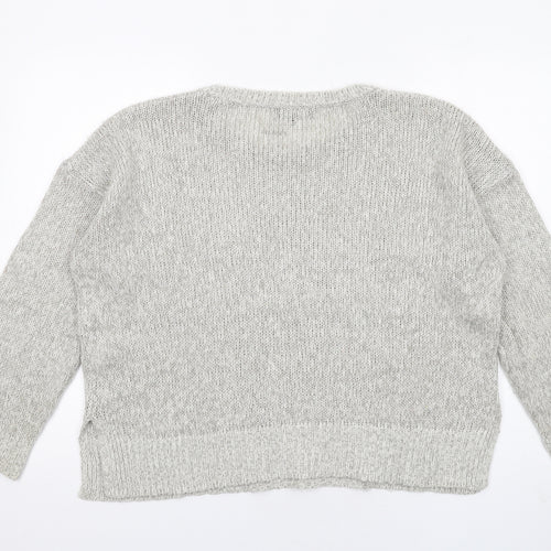 New Look Womens Grey Crew Neck Acrylic Pullover Jumper Size L