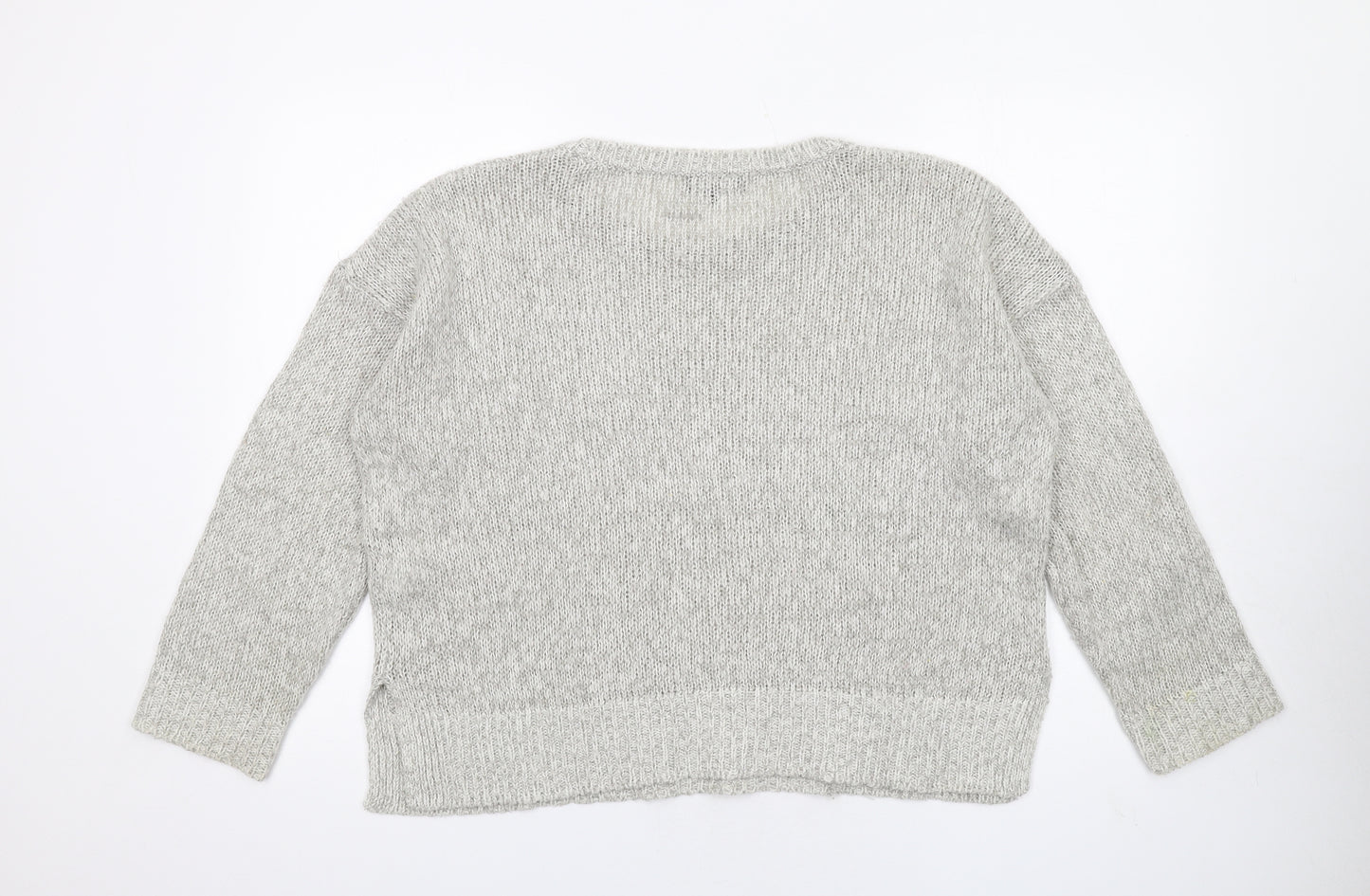 New Look Womens Grey Crew Neck Acrylic Pullover Jumper Size L