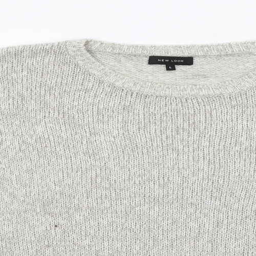 New Look Womens Grey Crew Neck Acrylic Pullover Jumper Size L