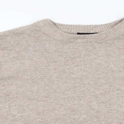 New Look Womens Beige Crew Neck Acrylic Pullover Jumper Size M