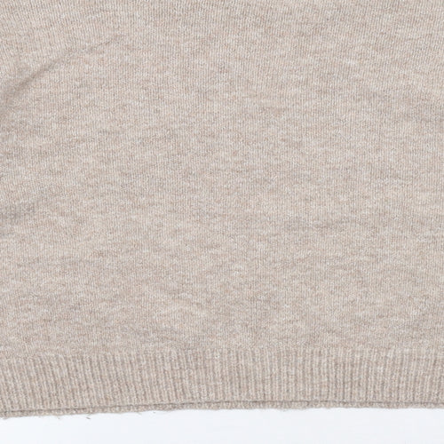New Look Womens Beige Crew Neck Acrylic Pullover Jumper Size M