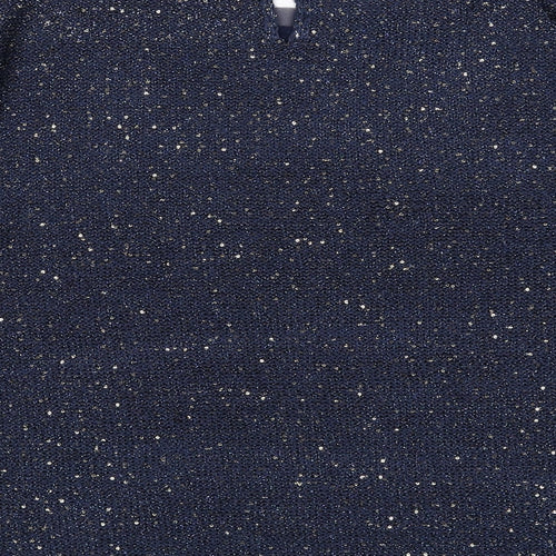Monsoon Womens Blue Boat Neck Polyester Pullover Jumper Size M - Glitter