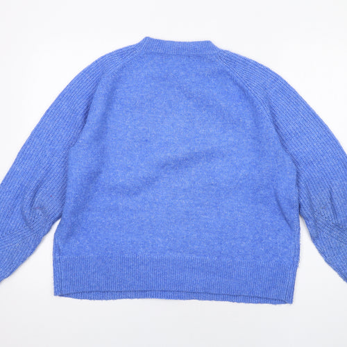 Marks and Spencer Womens Blue Crew Neck Acrylic Pullover Jumper Size M