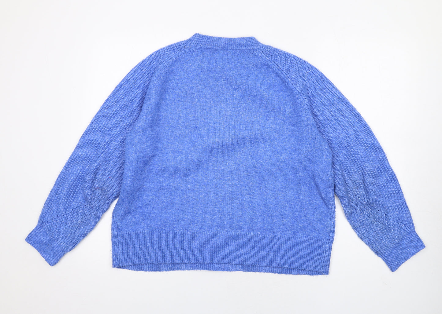 Marks and Spencer Womens Blue Crew Neck Acrylic Pullover Jumper Size M