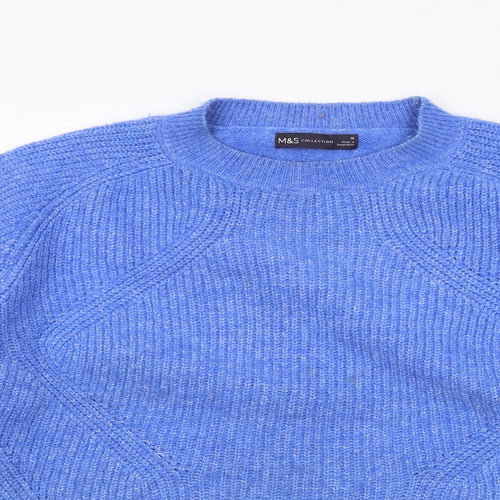 Marks and Spencer Womens Blue Crew Neck Acrylic Pullover Jumper Size M