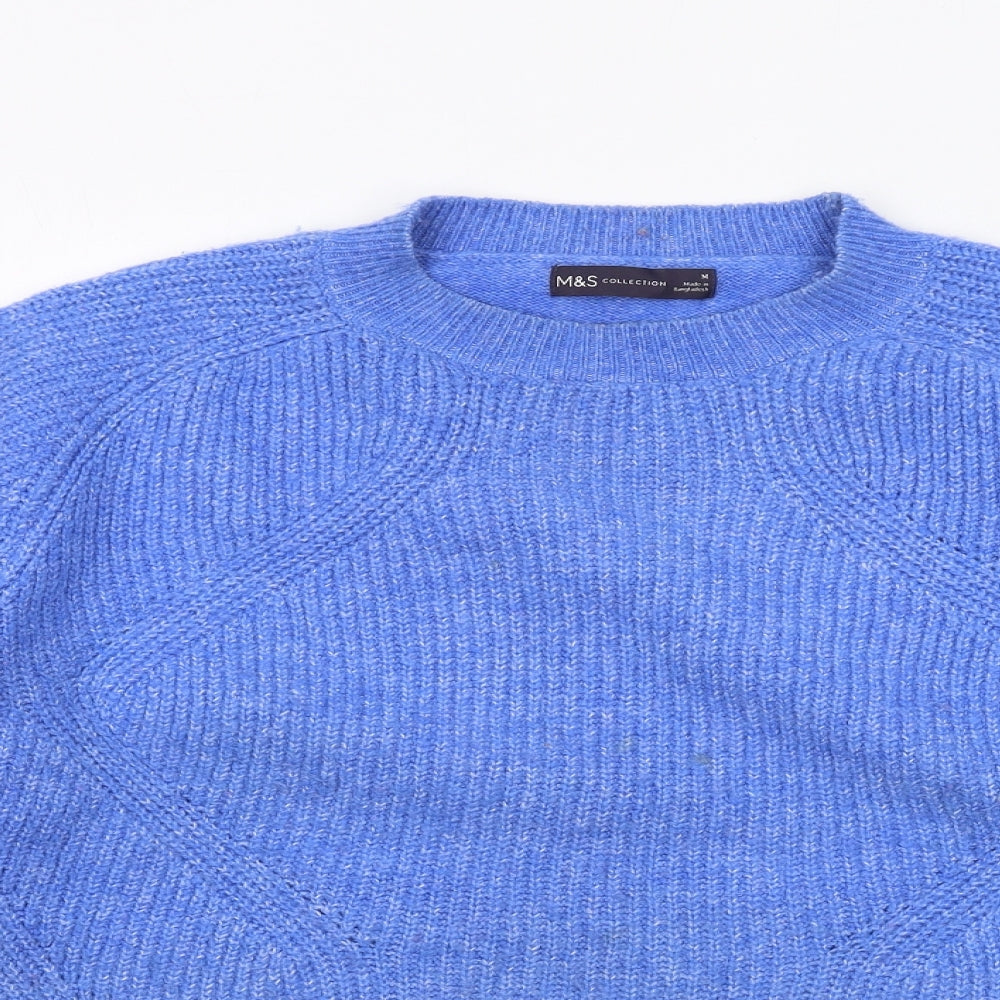 Marks and Spencer Womens Blue Crew Neck Acrylic Pullover Jumper Size M