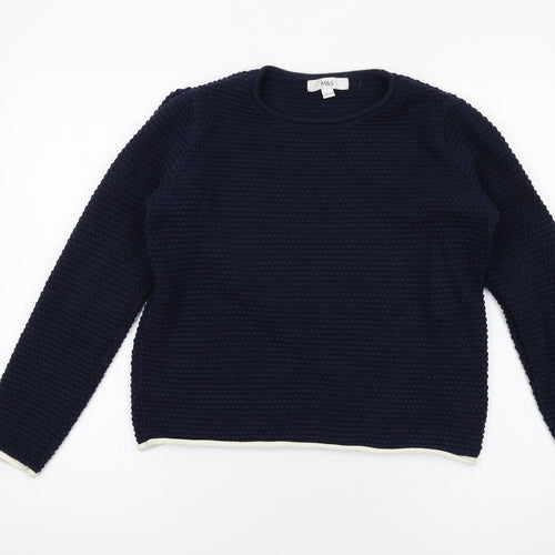 Marks and Spencer Womens Blue Crew Neck Acrylic Pullover Jumper Size S - Textured