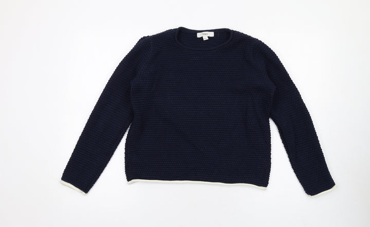 Marks and Spencer Womens Blue Crew Neck Acrylic Pullover Jumper Size S - Textured