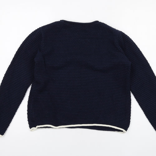Marks and Spencer Womens Blue Crew Neck Acrylic Pullover Jumper Size S - Textured
