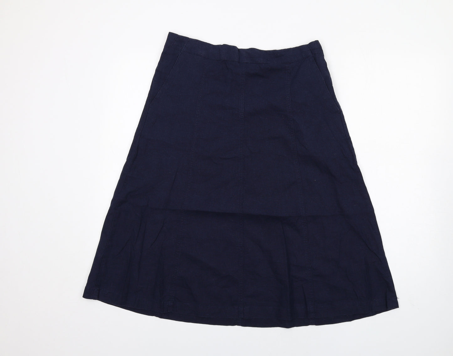 Cotton Traders Womens Blue Linen A-Line Skirt Size 12