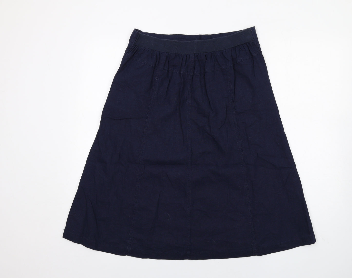 Cotton Traders Womens Blue Linen A-Line Skirt Size 12