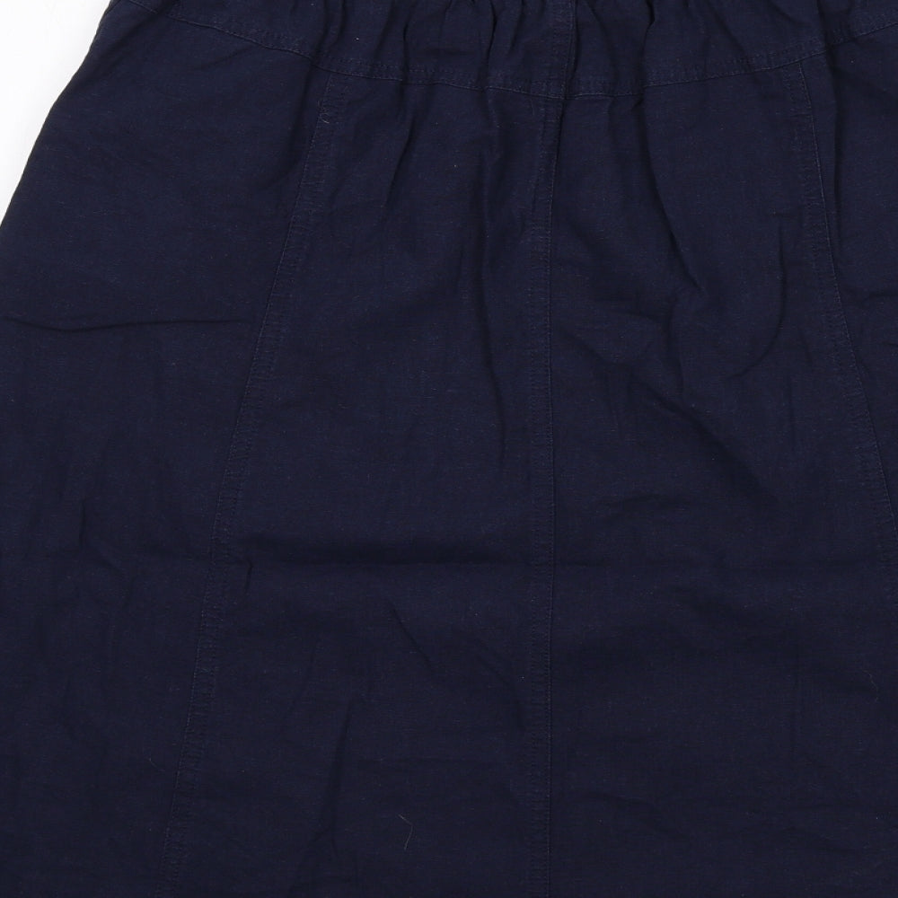 Cotton Traders Womens Blue Linen A-Line Skirt Size 12