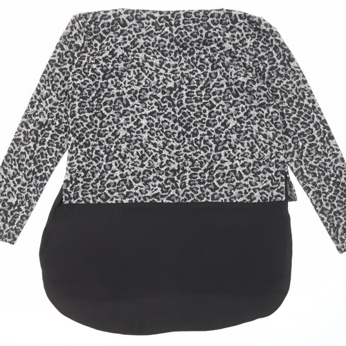 Oasis Womens Multicoloured Round Neck Animal Print Acrylic Pullover Jumper Size M - Leopard Print