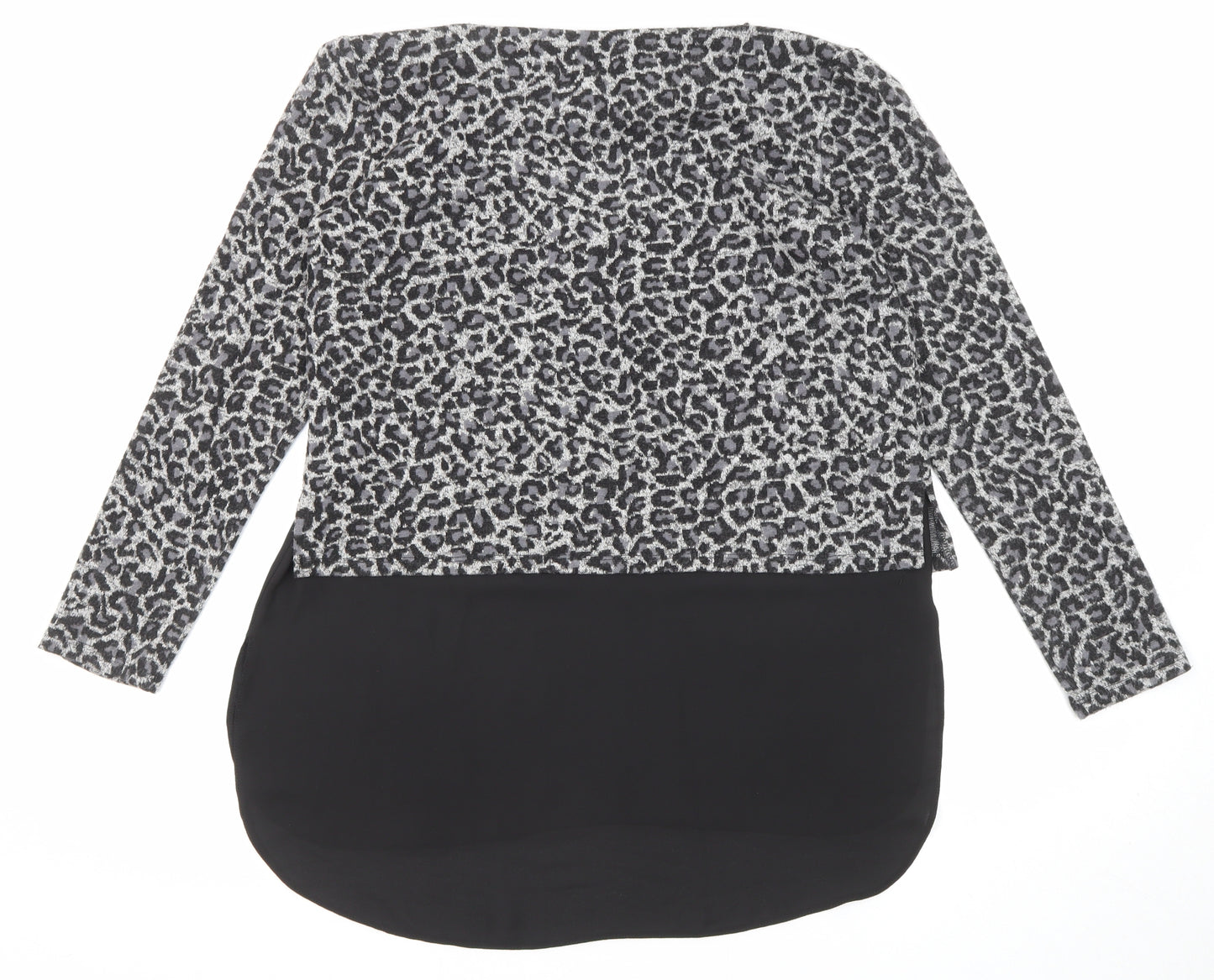 Oasis Womens Multicoloured Round Neck Animal Print Acrylic Pullover Jumper Size M - Leopard Print
