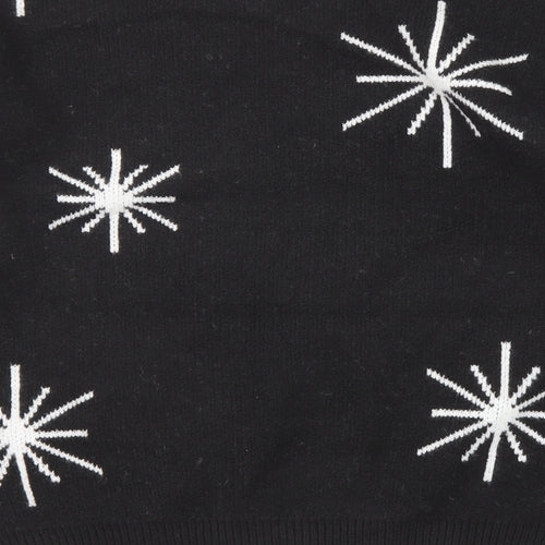 Marks and Spencer Womens Black Mock Neck Geometric Polyester Pullover Jumper Size M - Star Pattern
