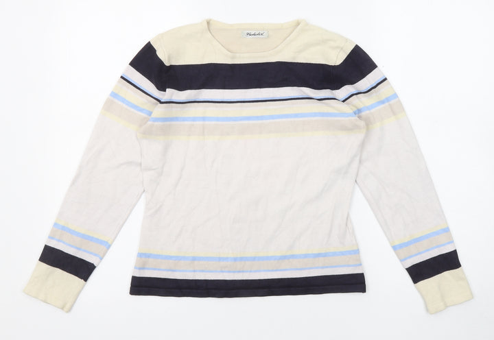 Berkertex Womens Multicoloured Round Neck Striped Acrylic Pullover Jumper Size 10 - Size 10-12