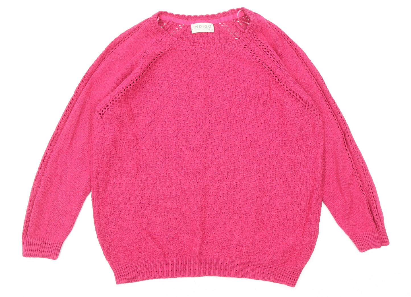 Marks and Spencer Womens Pink Round Neck Viscose Pullover Jumper Size 14