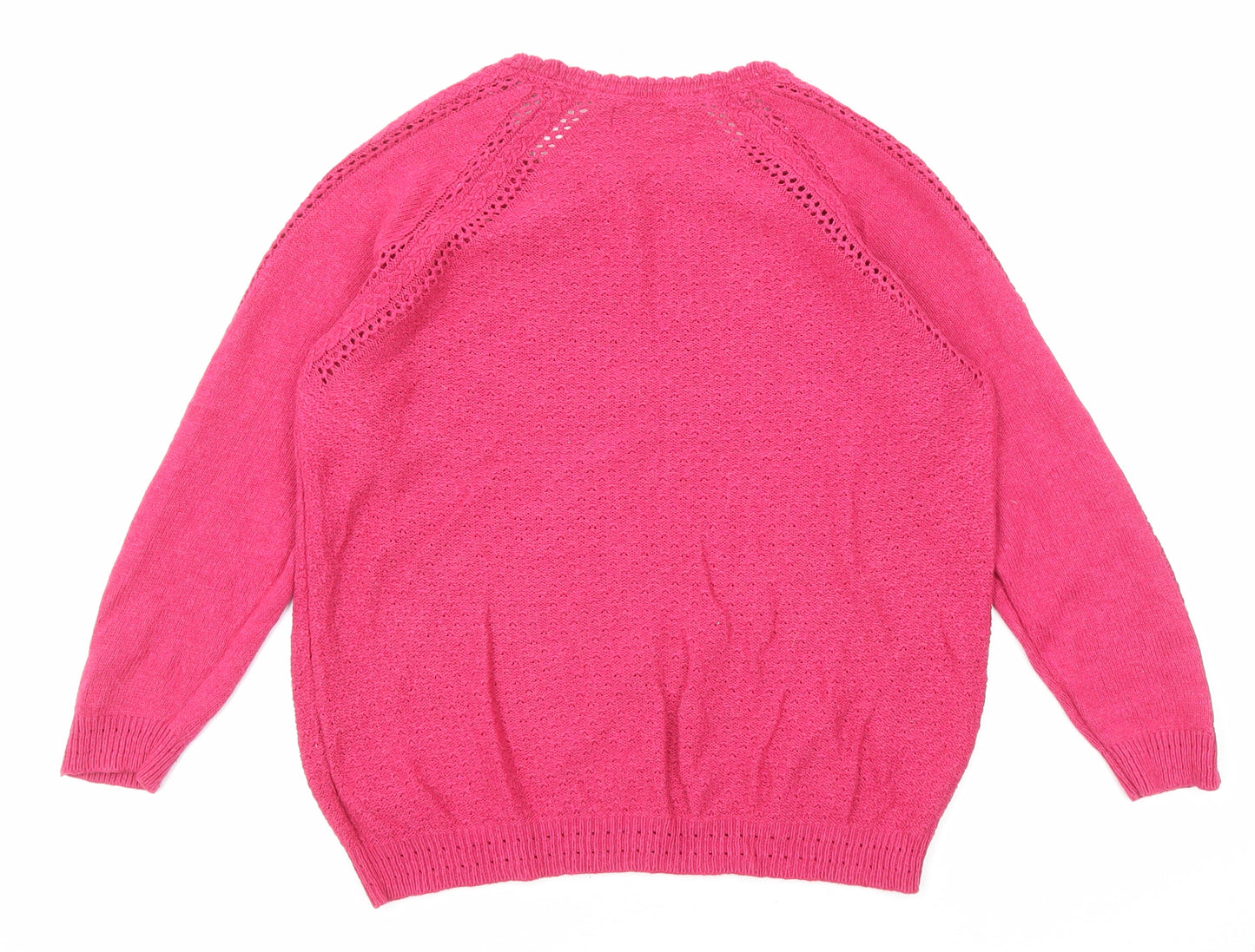 Marks and Spencer Womens Pink Round Neck Viscose Pullover Jumper Size 14