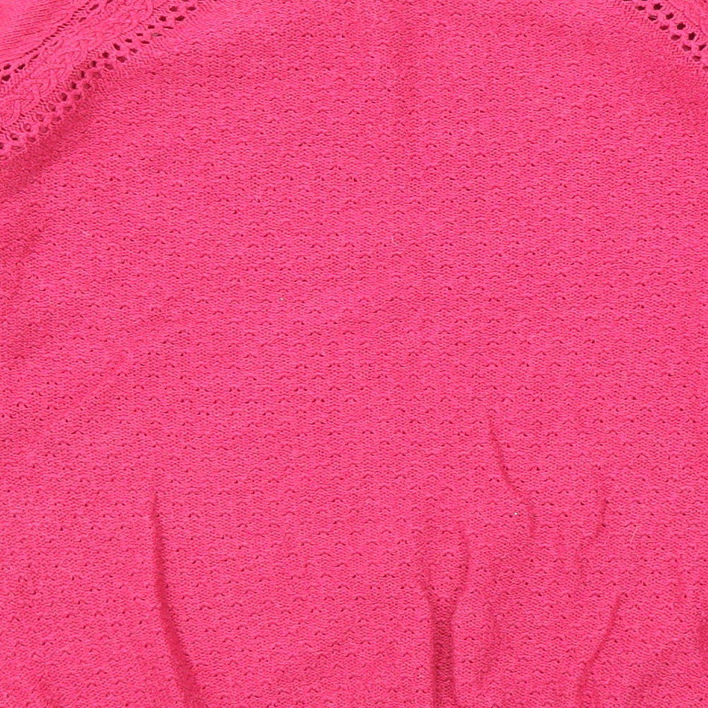 Marks and Spencer Womens Pink Round Neck Viscose Pullover Jumper Size 14