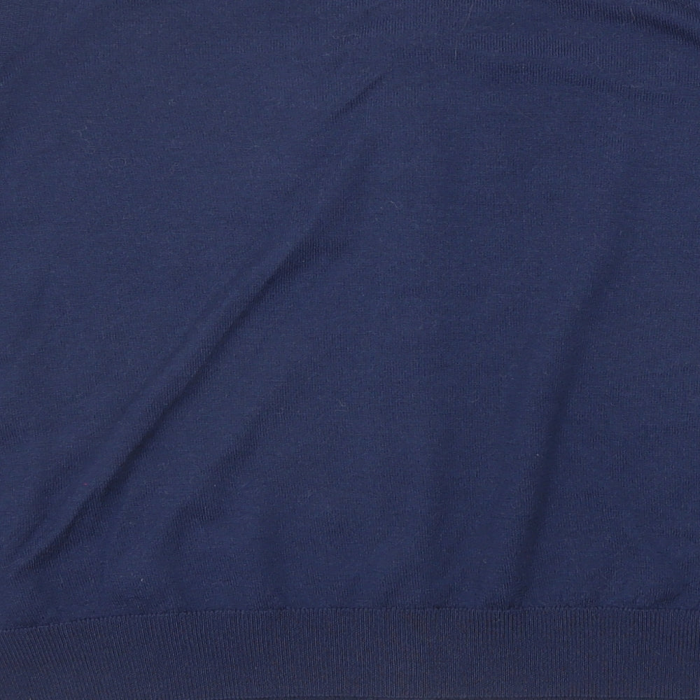 Marks and Spencer Womens Blue Round Neck Wool Cardigan Jumper Size 18