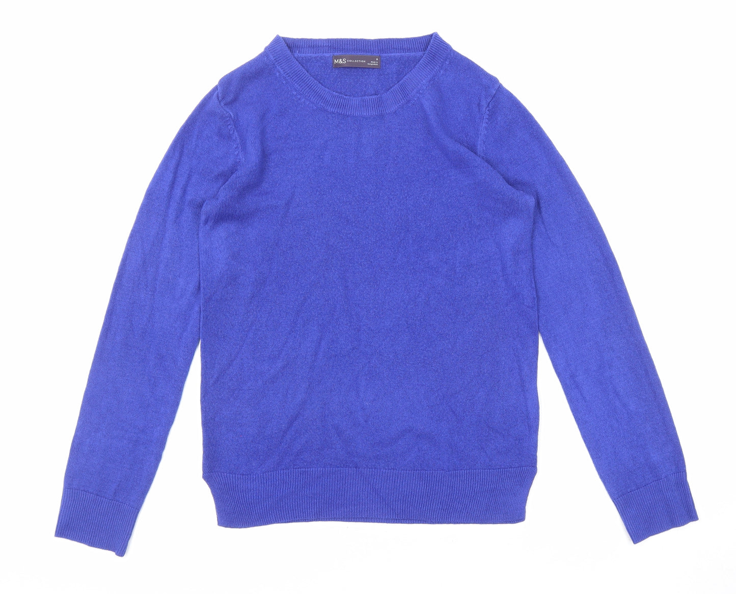 Marks and Spencer Womens Blue Round Neck Acrylic Pullover Jumper Size 8