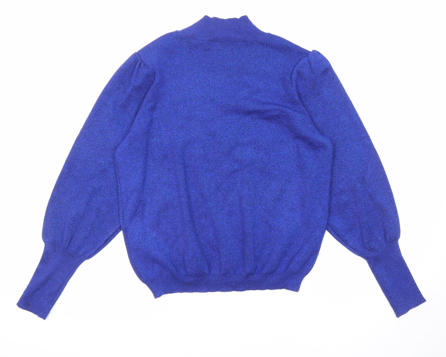 Marks and Spencer Womens Blue High Neck Viscose Pullover Jumper Size 16