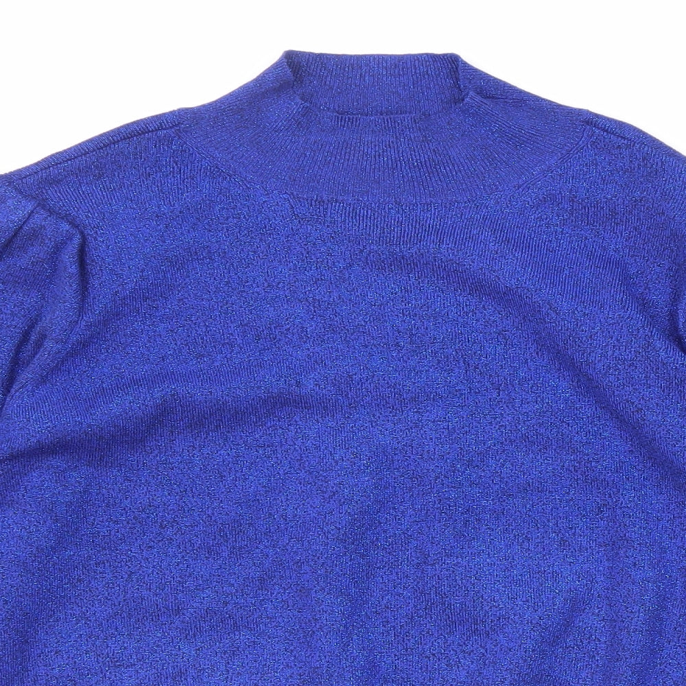Marks and Spencer Womens Blue High Neck Viscose Pullover Jumper Size 16