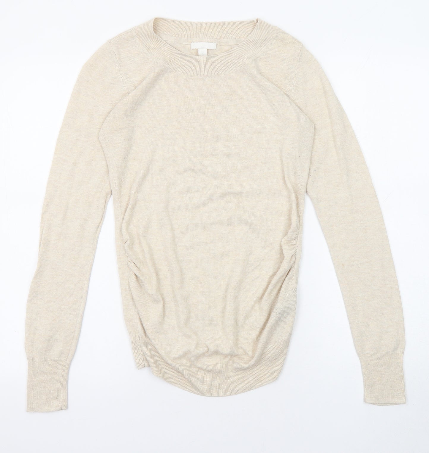 H&M Womens Beige Round Neck Acrylic Pullover Jumper Size S