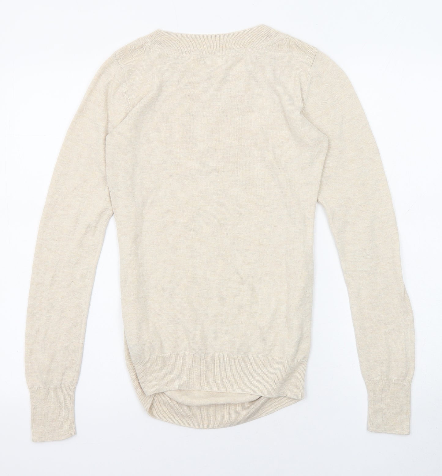 H&M Womens Beige Round Neck Acrylic Pullover Jumper Size S