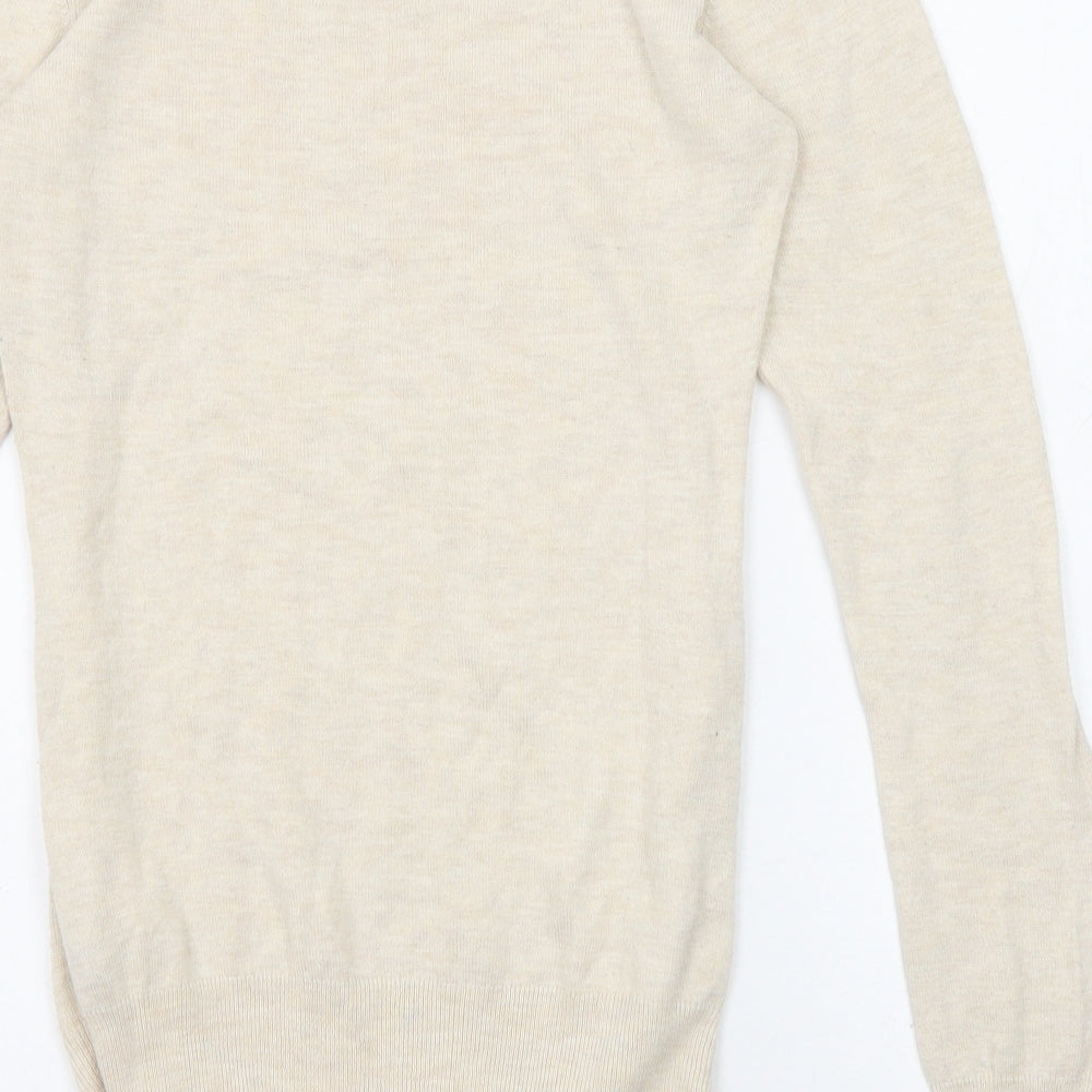 H&M Womens Beige Round Neck Acrylic Pullover Jumper Size S