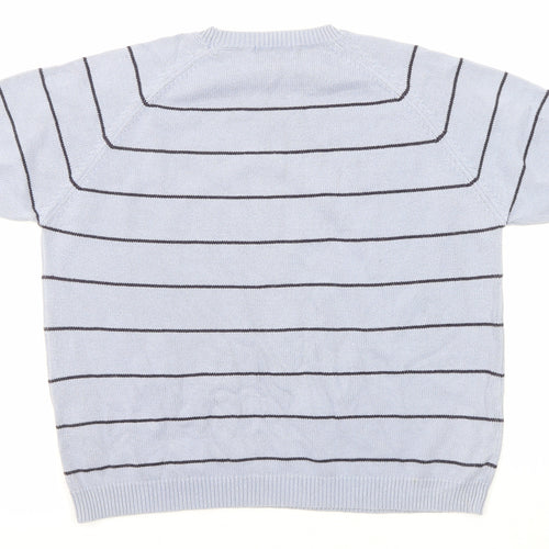 Berkertex Womens Blue Round Neck Striped Cotton Pullover Jumper Size 18 - Size 18-20
