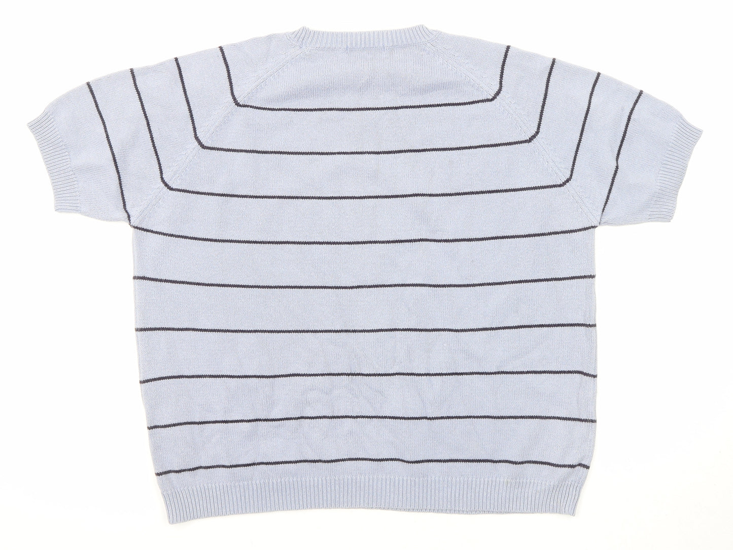 Berkertex Womens Blue Round Neck Striped Cotton Pullover Jumper Size 18 - Size 18-20