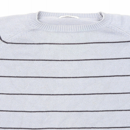 Berkertex Womens Blue Round Neck Striped Cotton Pullover Jumper Size 18 - Size 18-20