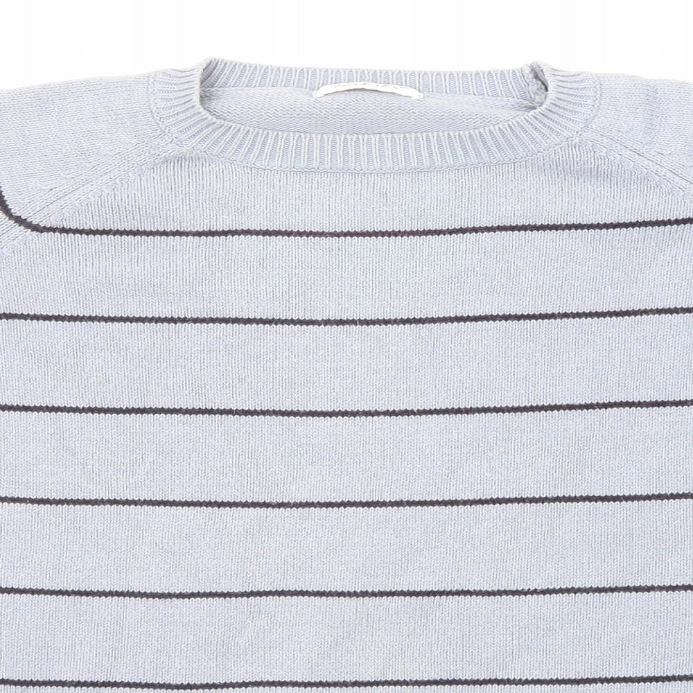 Berkertex Womens Blue Round Neck Striped Cotton Pullover Jumper Size 18 - Size 18-20