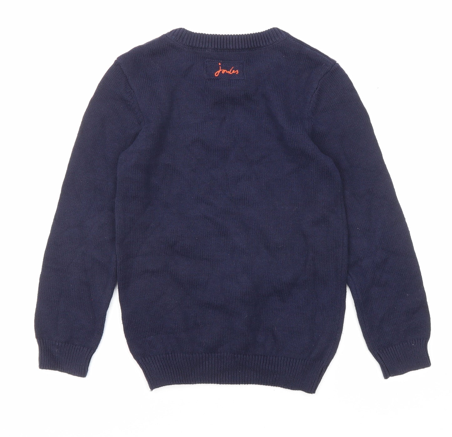 Joules Boys Blue Crew Neck Cotton Pullover Jumper Size 7-8 Years Pullover - Christmas Reindeer