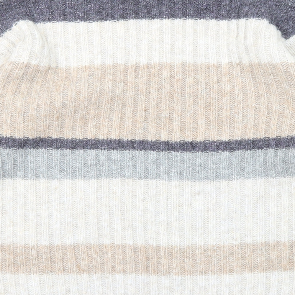 Marks and Spencer Womens Multicoloured High Neck Striped Acrylic Pullover Jumper Size S
