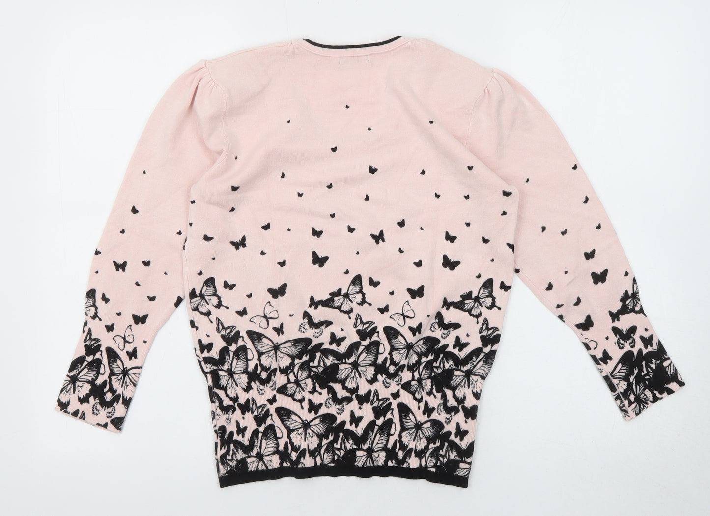 Roman Womens Pink Round Neck Geometric Viscose Pullover Jumper Size 12 - Butterfly