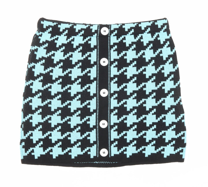 Reclaimed Vintage Womens Blue Geometric Acrylic A-Line Skirt Size L
