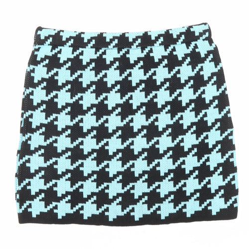 Reclaimed Vintage Womens Blue Geometric Acrylic A-Line Skirt Size L