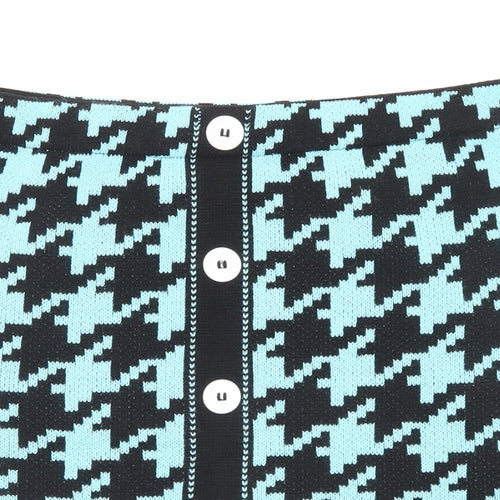 Reclaimed Vintage Womens Blue Geometric Acrylic A-Line Skirt Size L