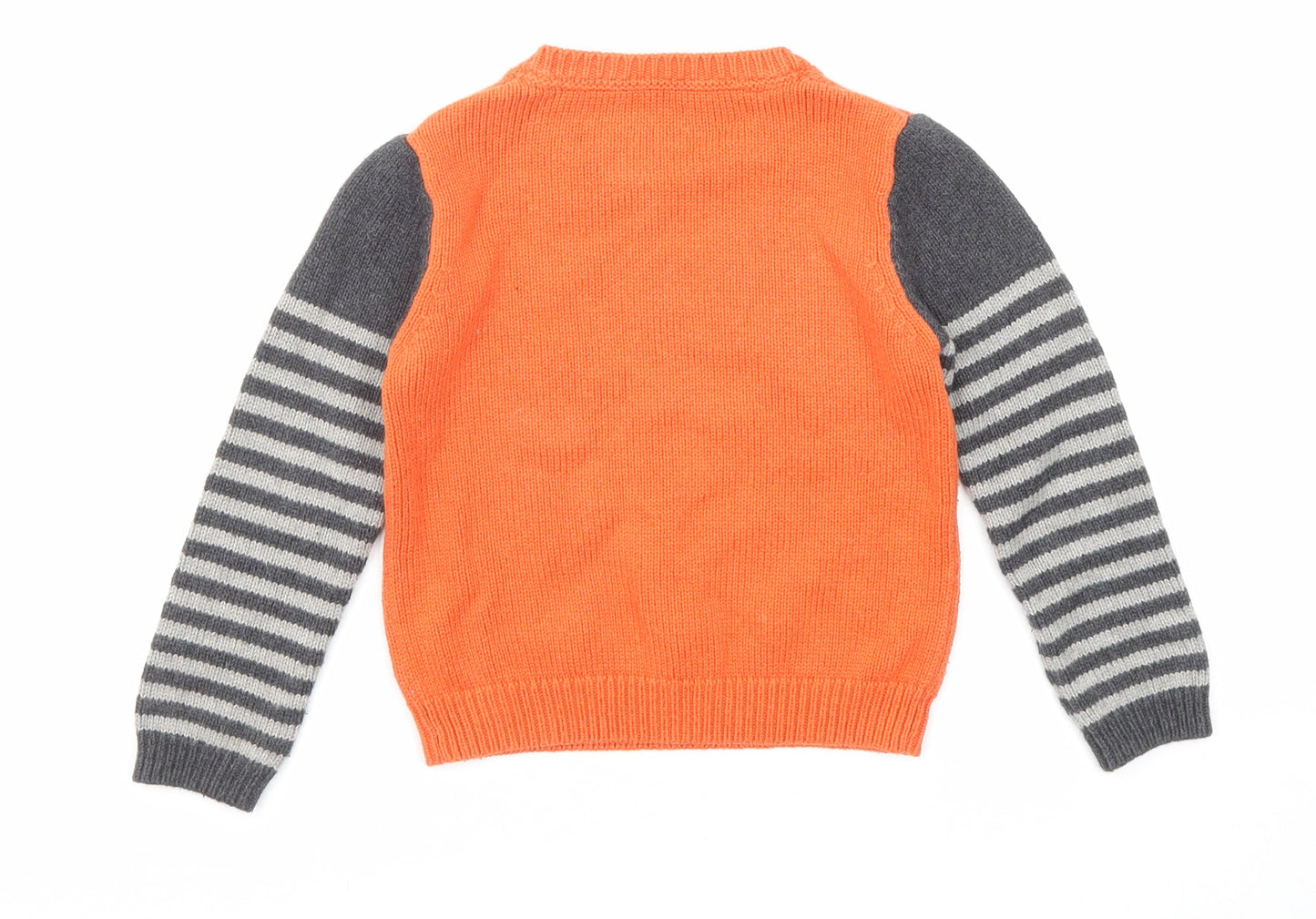 Cath Kidston Boys Orange Crew Neck Striped Cotton Pullover Jumper Size 3-4 Years Pullover - Spider