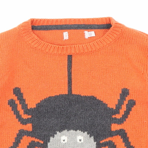 Cath Kidston Boys Orange Crew Neck Striped Cotton Pullover Jumper Size 3-4 Years Pullover - Spider