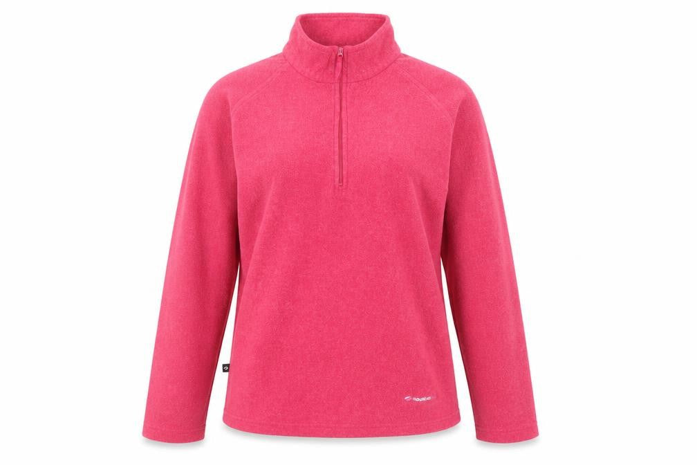 Front view of Mountain Life women’s pink polyester pullover sweatshirt, size UK 14, zip - quarter-zip