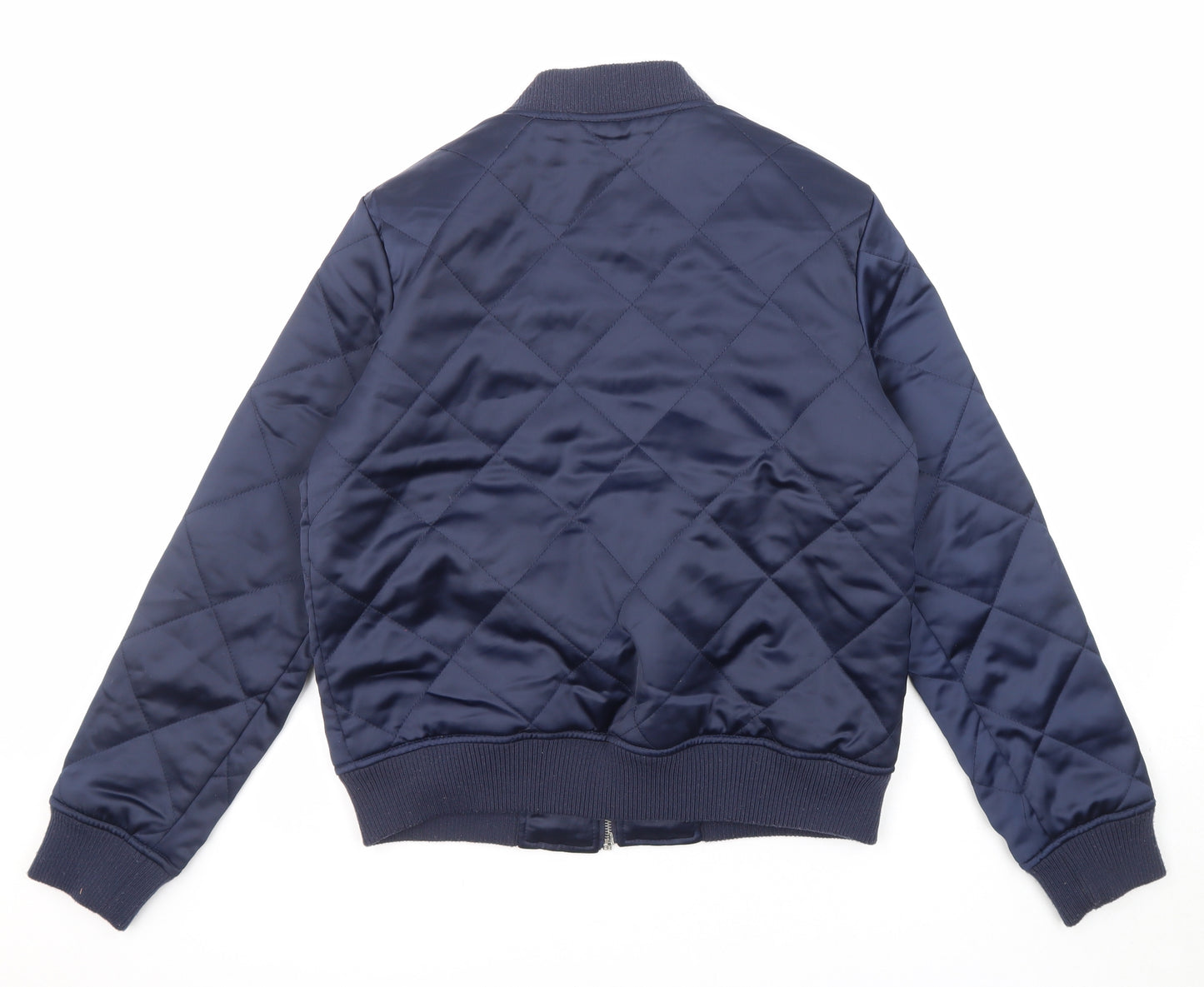 New Look Womens Blue Quilted Jacket Size 12 Zip - Zipped Pockets
