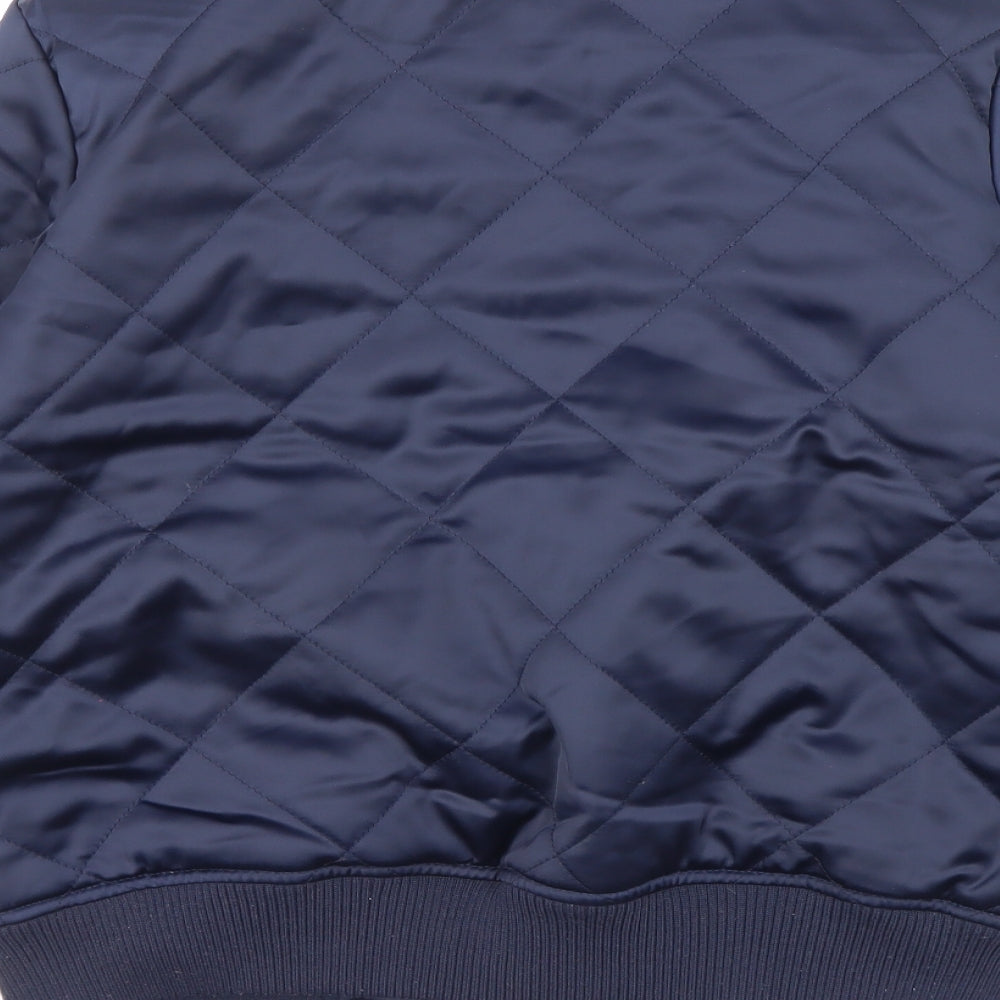 New Look Womens Blue Quilted Jacket Size 12 Zip - Zipped Pockets