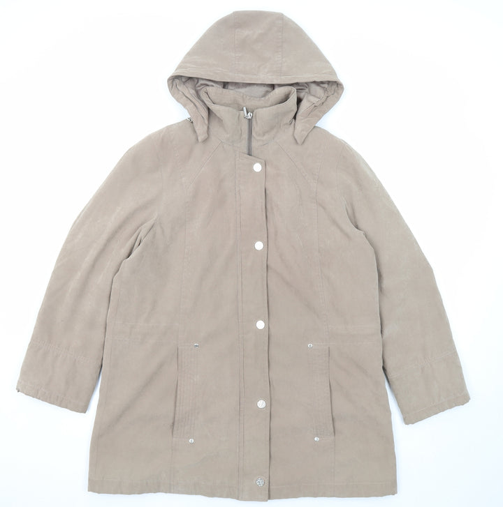 Bonmarché Womens Beige Parka Coat Size M Zip - Hooded