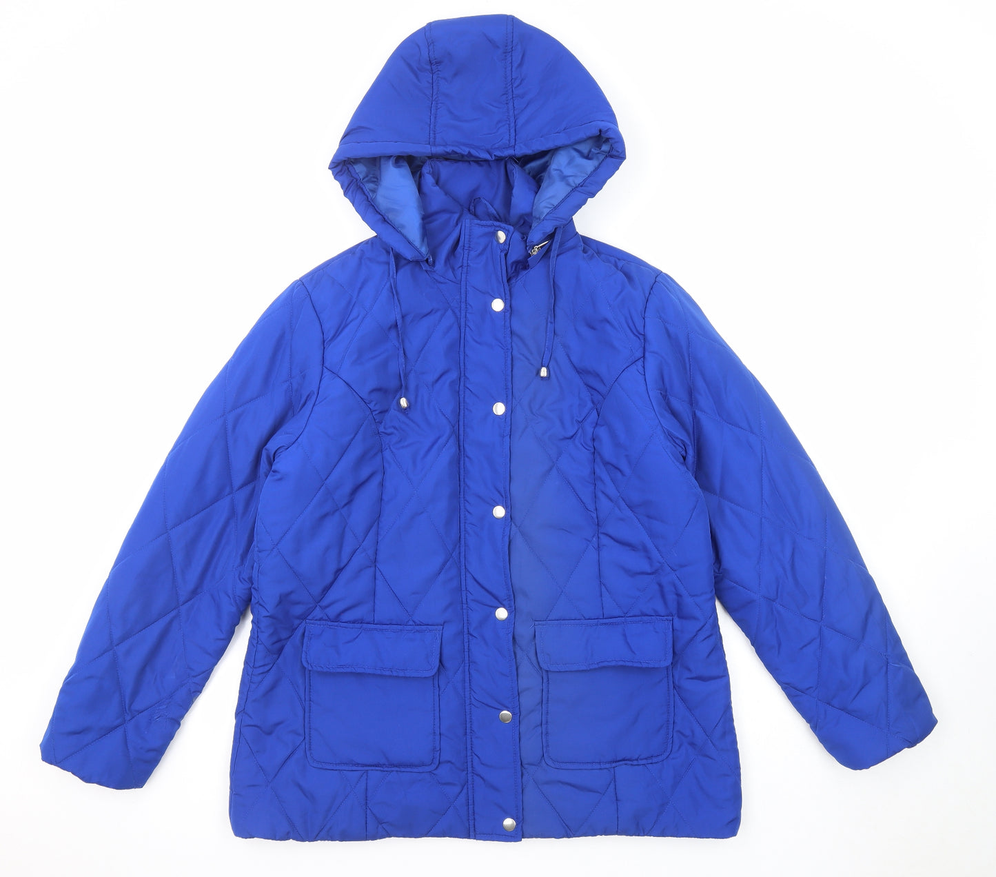 Damart Womens Blue Quilted Jacket Size 14 Zip - Hooded