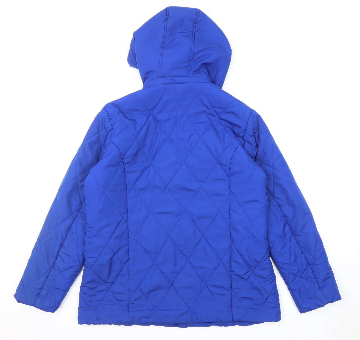 Damart Womens Blue Quilted Jacket Size 14 Zip - Hooded