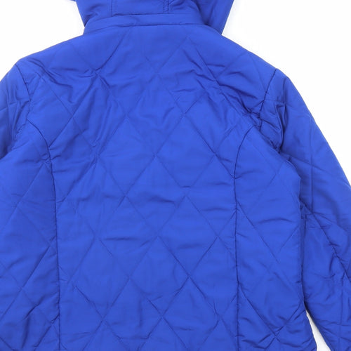 Damart Womens Blue Quilted Jacket Size 14 Zip - Hooded
